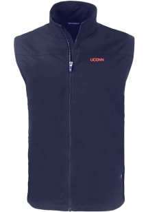 Cutter and Buck UConn Huskies Big and Tall Navy Blue Wordmark Charter Mens Vest