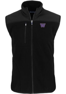 Cutter and Buck Washington Huskies Big and Tall Black Cascade Sherpa Mens Vest