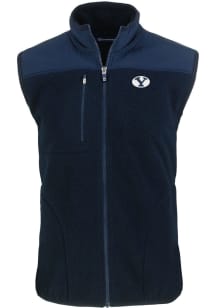 Cutter and Buck BYU Cougars Big and Tall Navy Blue Cascade Sherpa Mens Vest