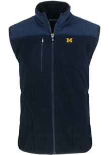 Cutter and Buck Michigan Wolverines Big and Tall Blue Cascade Sherpa Mens Vest