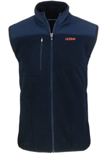 Cutter and Buck UConn Huskies Big and Tall Navy Blue Wordmark Cascade Sherpa Mens Vest