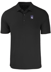 Cutter and Buck Northwestern Wildcats Mens Black Forge Recycled Short Sleeve Polo