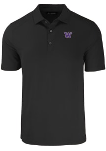 Cutter and Buck Washington Huskies Mens Black Forge Recycled Short Sleeve Polo
