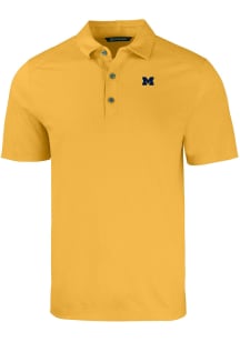 Cutter and Buck Michigan Wolverines Mens Gold Forge Short Sleeve Polo