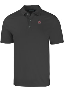 Cutter and Buck Miami RedHawks Mens Black Forge Short Sleeve Polo