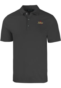 Cutter and Buck Tulsa Golden Hurricane Mens Black Forge Short Sleeve Polo