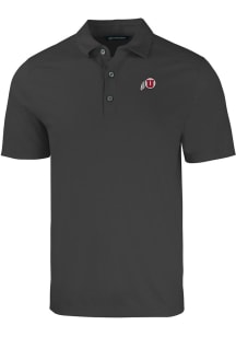 Cutter and Buck Utah Utes Mens Black Forge Short Sleeve Polo