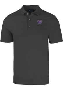 Cutter and Buck Washington Huskies Mens Black Forge Short Sleeve Polo