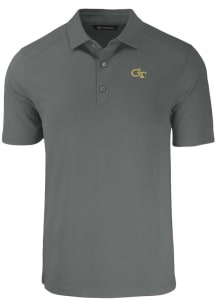 Cutter and Buck GA Tech Yellow Jackets Mens Grey Forge Short Sleeve Polo
