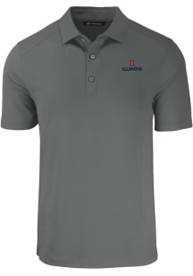 Cutter and Buck Illinois Fighting Illini Mens Grey Forge Short Sleeve Polo