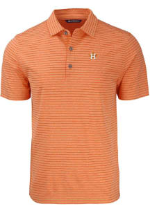 Cutter and Buck Houston Astros Mens Orange Forge Heather Stripe Short Sleeve Polo