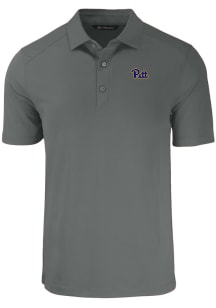 Cutter and Buck Pitt Panthers Mens Grey Forge Elemental Short Sleeve Polo
