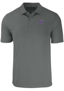 Cutter and Buck Washington Huskies Mens Grey Forge Short Sleeve Polo