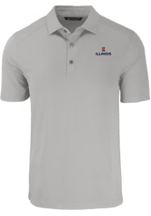 Cutter and Buck Illinois Fighting Illini Mens Grey Forge Recycled Short Sleeve Polo