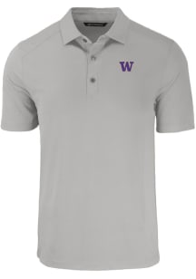 Cutter and Buck Washington Huskies Mens Grey Forge Short Sleeve Polo