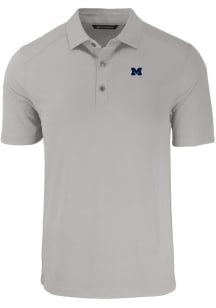 Cutter and Buck Michigan Wolverines Mens Grey Forge Recycled Short Sleeve Polo