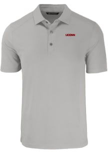 Cutter and Buck UConn Huskies Mens Grey Wordmark Forge Recycled Short Sleeve Polo