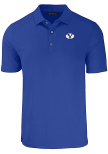 Cutter and Buck BYU Cougars Mens Blue Forge Short Sleeve Polo