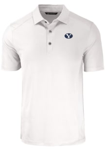 Cutter and Buck BYU Cougars Mens White Forge Eco Stretch Short Sleeve Polo