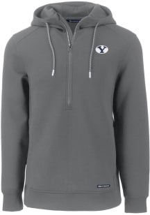 Cutter and Buck BYU Cougars Mens Grey Roam Long Sleeve Hoodie
