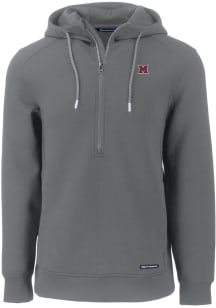 Cutter and Buck Miami RedHawks Mens Grey Roam Long Sleeve Hoodie