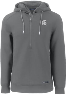 Cutter and Buck Michigan State Spartans Mens Grey Roam Long Sleeve Hoodie