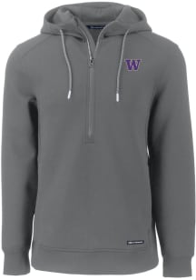 Cutter and Buck Washington Huskies Mens Grey Roam Long Sleeve Hoodie