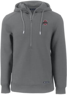 Cutter and Buck Ohio State Buckeyes Mens Grey Solid Roam Long Sleeve Hoodie