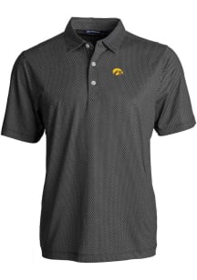 Cutter and Buck Iowa Hawkeyes Mens Black Pike Symmetry Short Sleeve Polo