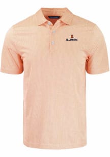 Cutter and Buck Illinois Fighting Illini Mens Orange Pike Symmetry Short Sleeve Polo