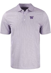 Cutter and Buck Washington Huskies Mens Purple Pike Symmetry Short Sleeve Polo