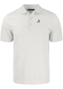Cutter and Buck Alabama Crimson Tide Mens White Pike Symmetry Short Sleeve Polo