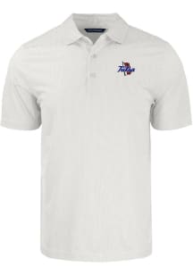 Cutter and Buck Tulsa Golden Hurricane Mens White Pike Symmetry Short Sleeve Polo