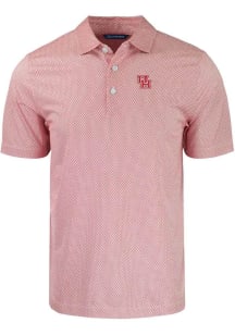Cutter and Buck Houston Cougars Mens Red Pike Symmetry Short Sleeve Polo