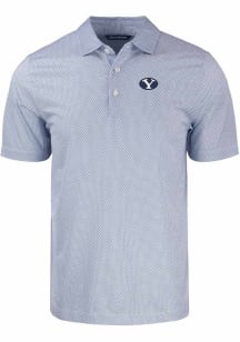 Cutter and Buck BYU Cougars Mens Navy Blue Pike Symmetry Short Sleeve Polo