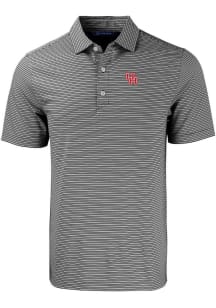 Cutter and Buck Houston Cougars Mens Black Forge Double Stripe Short Sleeve Polo