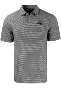 Cutter and Buck Tulsa Golden Hurricane Mens Black Forge Double Stripe Short Sleeve Polo