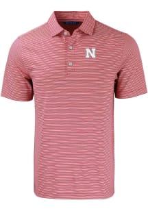Cutter and Buck Nebraska Cornhuskers Mens Cardinal Forge Double Stripe Short Sleeve Polo