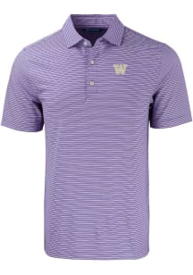 Cutter and Buck Washington Huskies Mens Purple Forge Double Stripe Short Sleeve Polo