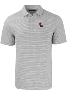 Cutter and Buck Ole Miss Rebels Mens Grey Forge Double Stripe Short Sleeve Polo