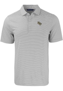Cutter and Buck UCF Knights Mens Grey Forge Double Stripe Short Sleeve Polo