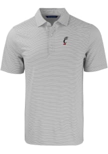 Cutter and Buck Cincinnati Bearcats Mens Grey Forge Double Stripe Short Sleeve Polo