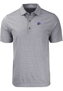 Cutter and Buck Boise State Broncos Mens Black Forge Heather Stripe Short Sleeve Polo