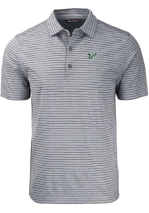 Cutter and Buck South Florida Bulls Mens Black Forge Heather Stripe Short Sleeve Polo