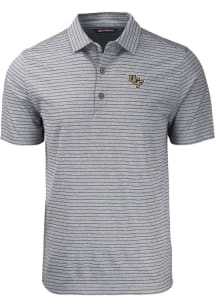 Cutter and Buck UCF Knights Mens Black Forge Heather Stripe Short Sleeve Polo