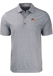Cutter and Buck Minnesota Golden Gophers Mens Black Forge Heather Stripe Short Sleeve Polo