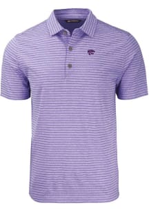 Cutter and Buck K-State Wildcats Mens Purple Forge Heather Stripe Logo Short Sleeve Polo