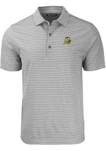 Cutter and Buck Oregon Ducks Mens Grey Forge Heather Stripe Short Sleeve Polo