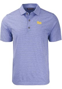 Cutter and Buck Pitt Panthers Mens Blue Forge Heather Stripe Short Sleeve Polo