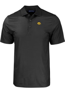 Cutter and Buck Iowa Hawkeyes Mens Black Pike Eco Geo Print Short Sleeve Polo